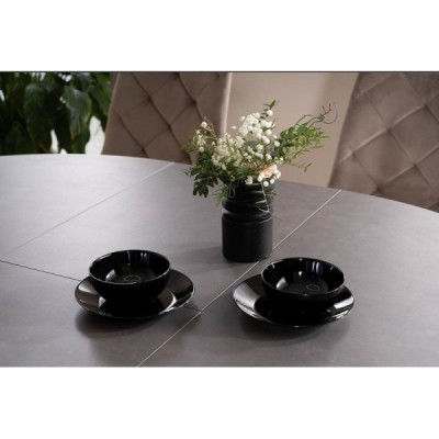 Stół Porto Ceramic 120(160)X120 Czarny Mat / Szary Efekt Marmuru