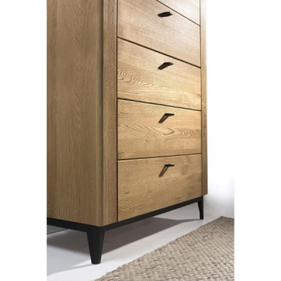 Komoda Porto 75 5S Czarny Mat / Dąb Złoty