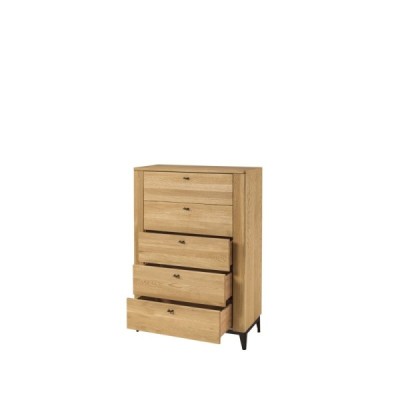 Komoda Porto 75 5S Czarny Mat / Dąb Złoty