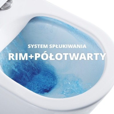 DOMINO Zestaw WC 4 w 1 + przycisk BIAŁY prostokątny (101.3.1) + miska SINTO