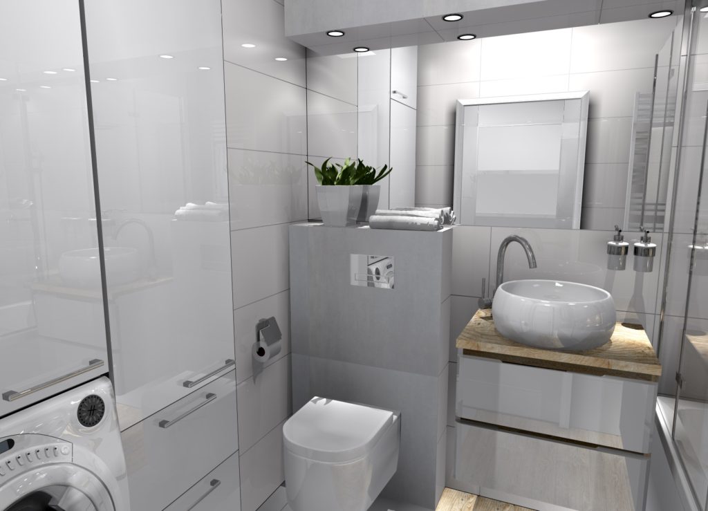 Niewielka, jasna i funkcjonalna – łazienka w nowoczesnym stylu